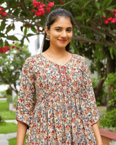 Cream kalamkari gather dress