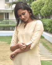 Cream Embroidery Silk short top - embroidery