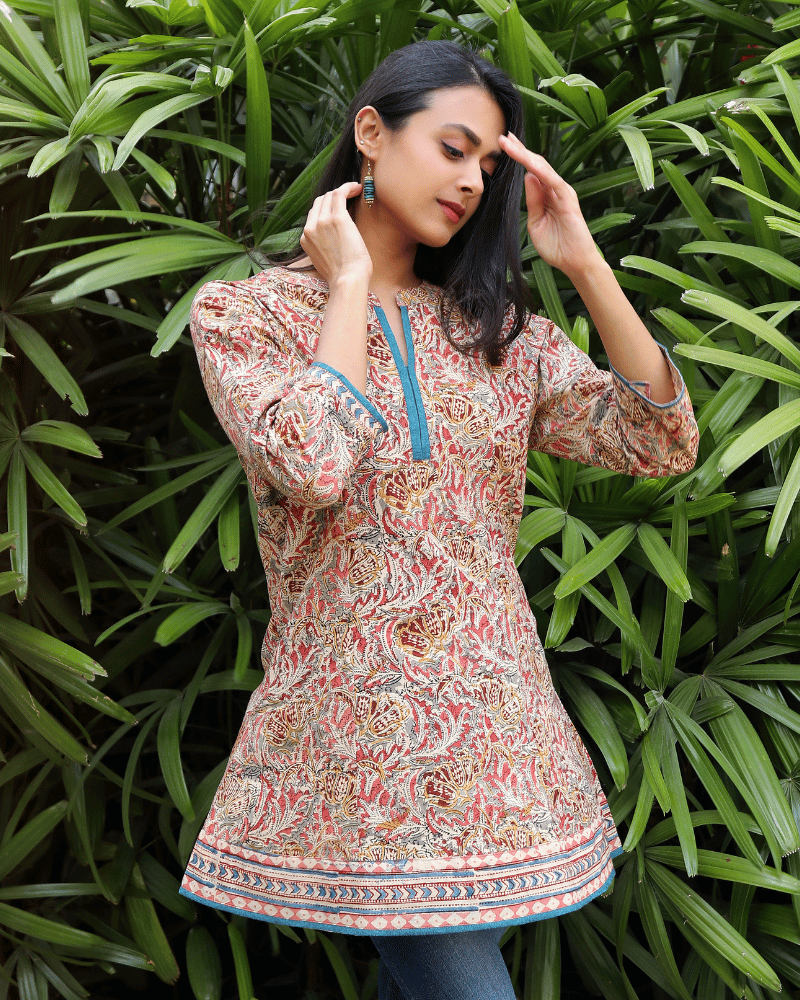 pink kalamkari short tunic - Sleeves