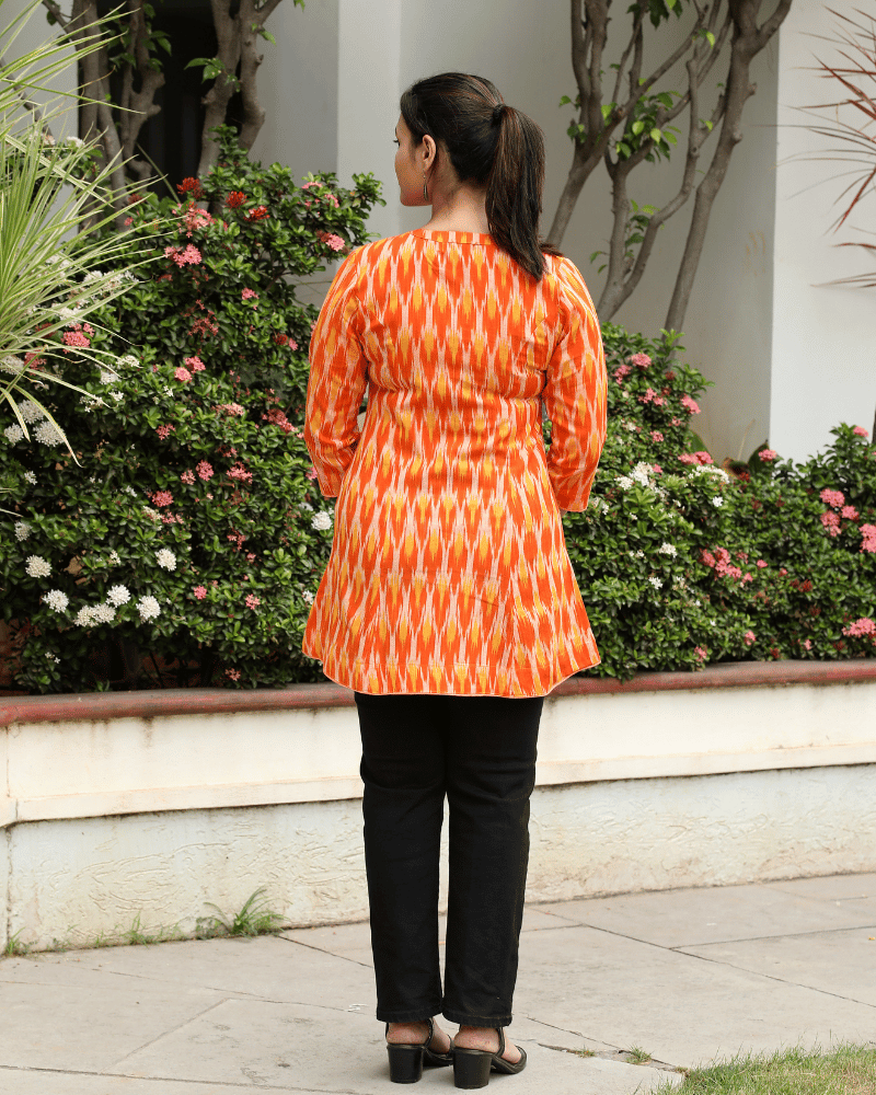ORANGE IKAT SHORT TUNIC - back