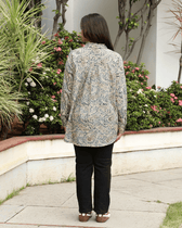 Stylish Women’s Blue Kalamkari Cotton Shirt - back