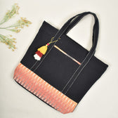 canvas tote bags with ikat cotton - tassel