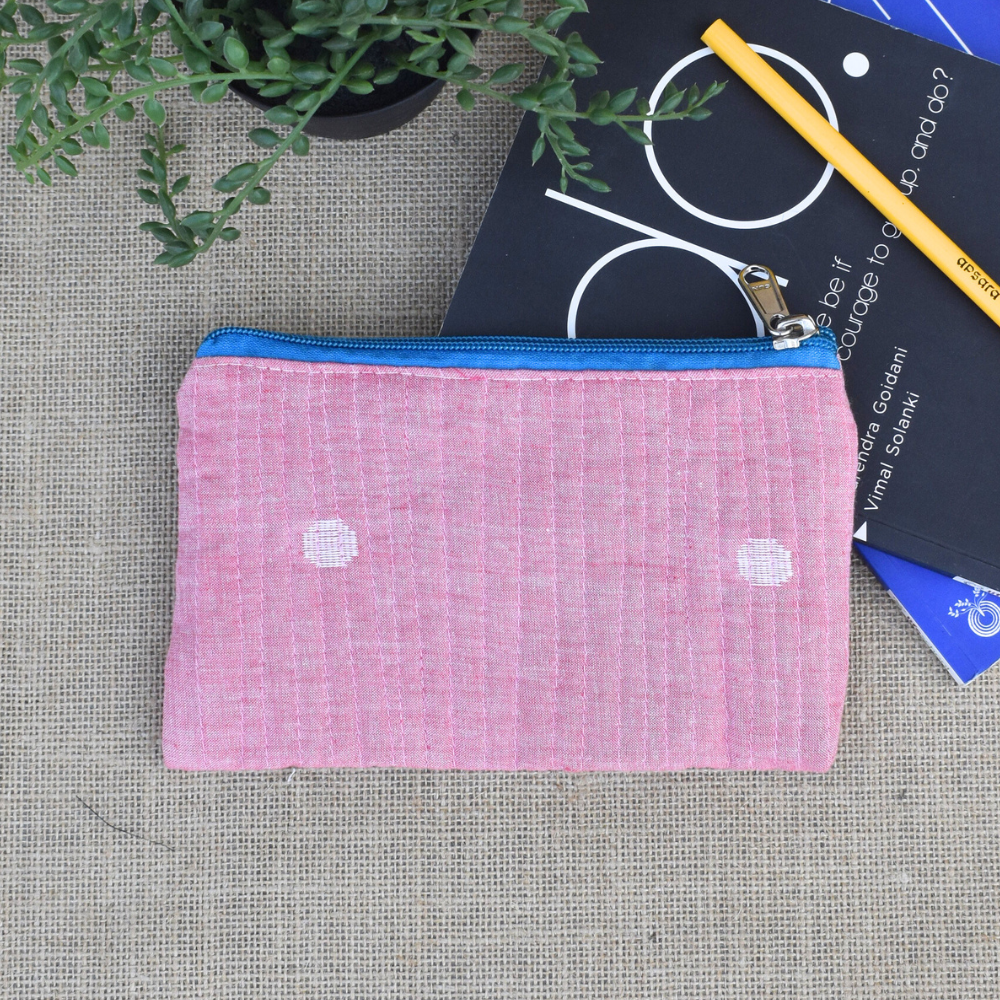 Light pink hand embroidered pouch