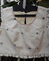 Lotus motif offwhite jamdani croptop blouse - front