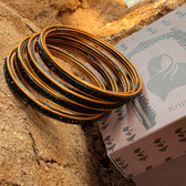 Black Stone Thin Lac Bangles Set