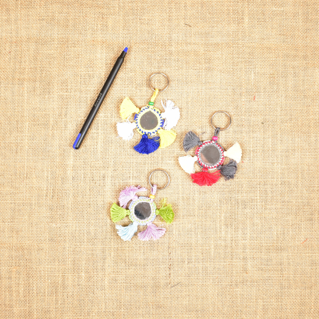 Lambani mirror work key chains or bag charms - gift set