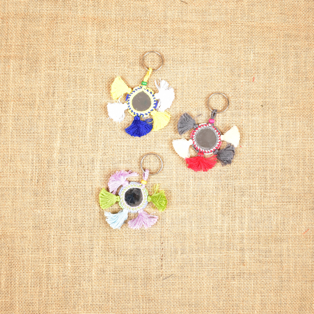 Lambani mirror work key chains or bag charms - gift set