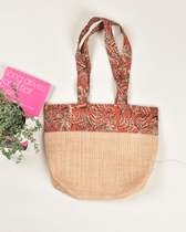 Rust kalamkari tambulam bag - handle
