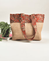Rust kalamkari tambulam bag - front
