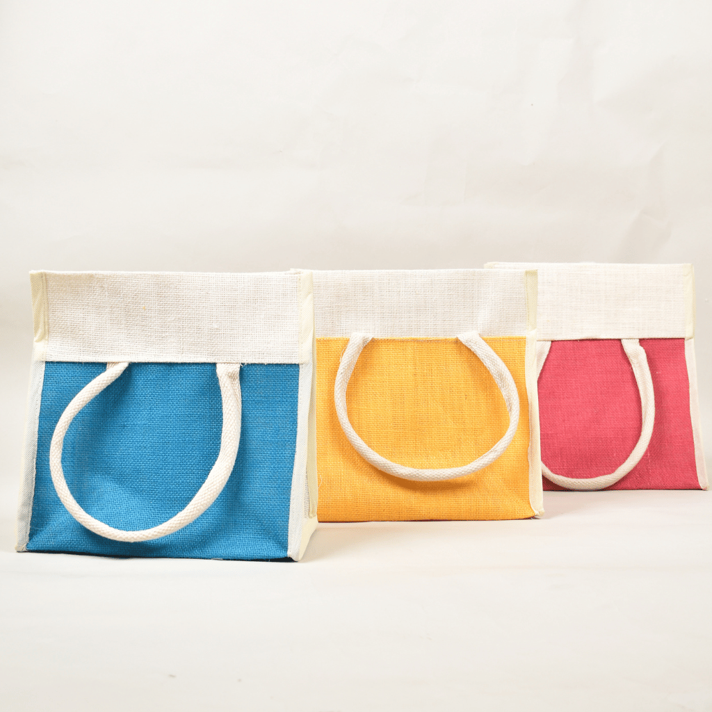 jute lunch bag with velcro flap