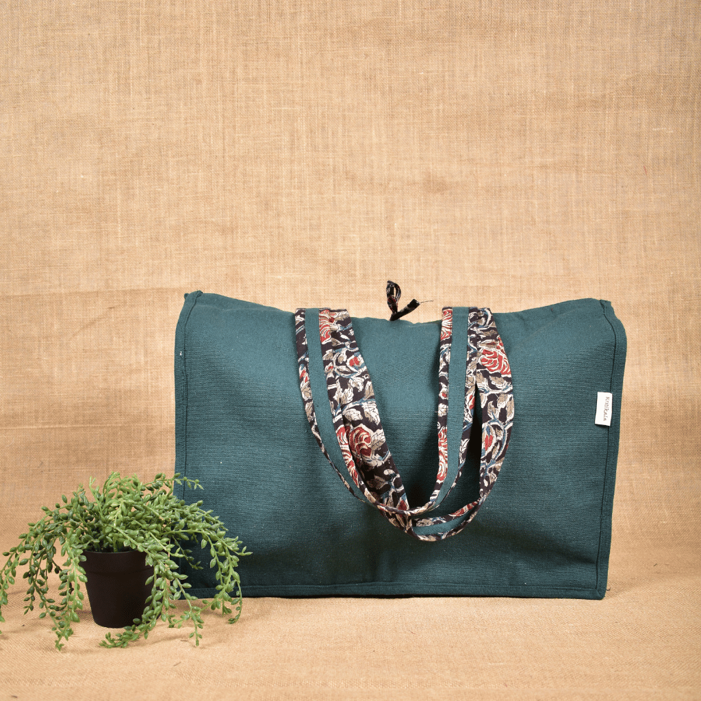 Green strong canvas shopping bag - front