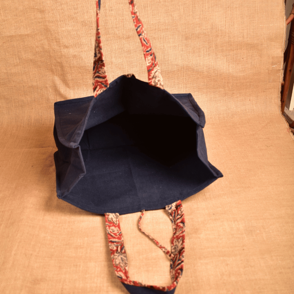 Blue strong canvas shopping bag - inside
