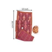 Maroon ikat reversible table runner with kantha embroidery