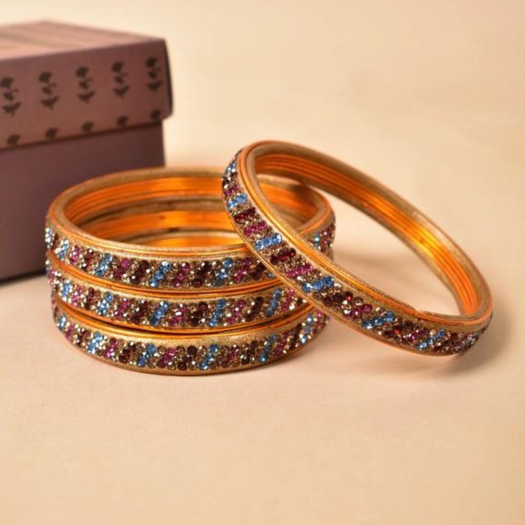 Pair of lac bangles in multicolour tones