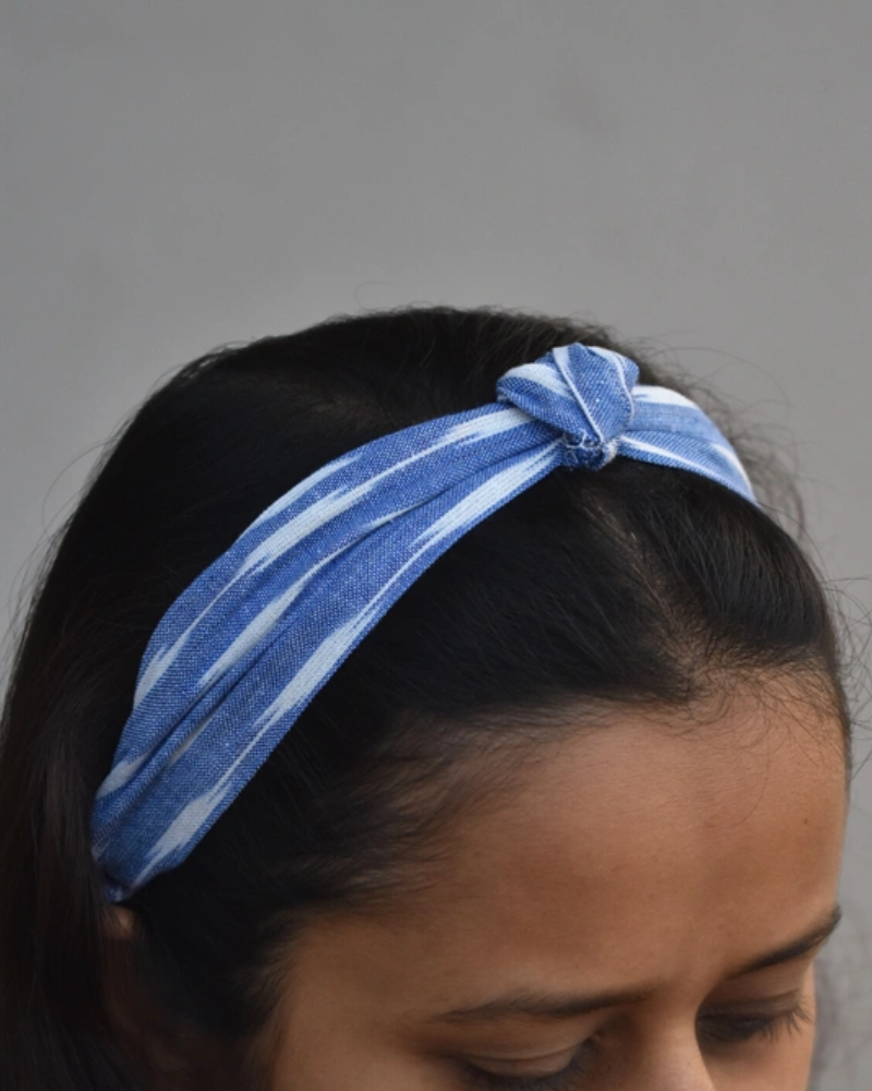 Blue Beautiful handstitched Ikat Knot headband
