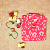 Raksha Bandhan Gift Combo – Handcrafted Red Rakhi with Men's Handloom Cotton Shirt