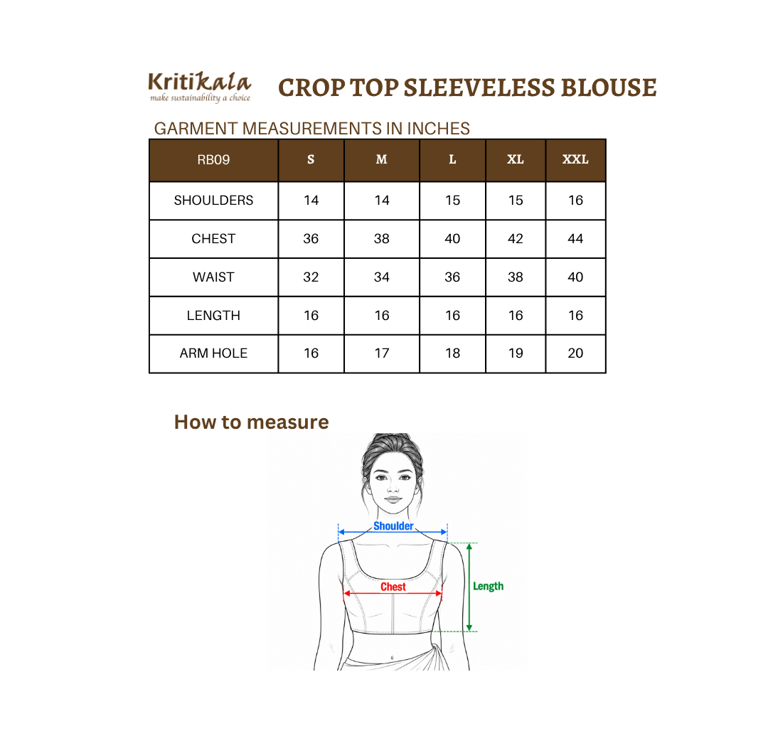 Off-white Strap Blouse with Pastel Rosette Embroidery size chart