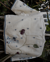 Off-white Mandarin collar embroidered blouse in khadi cotton 
