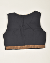 Sleeveless Black Blouse with Zari Border