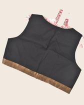 Sleeveless Black Blouse with Zari Border