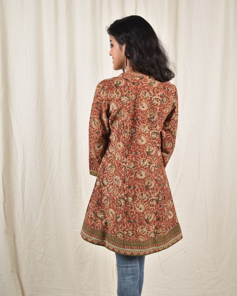 RED KALAMKARI SHORT TUNIC