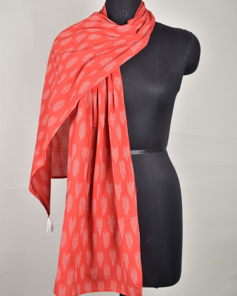 Red Ikat Stole or Ikkat Scarf For Women