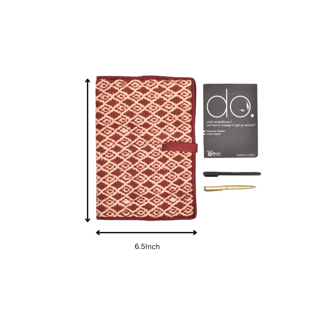 Red kalamkari cotton and jute file folder