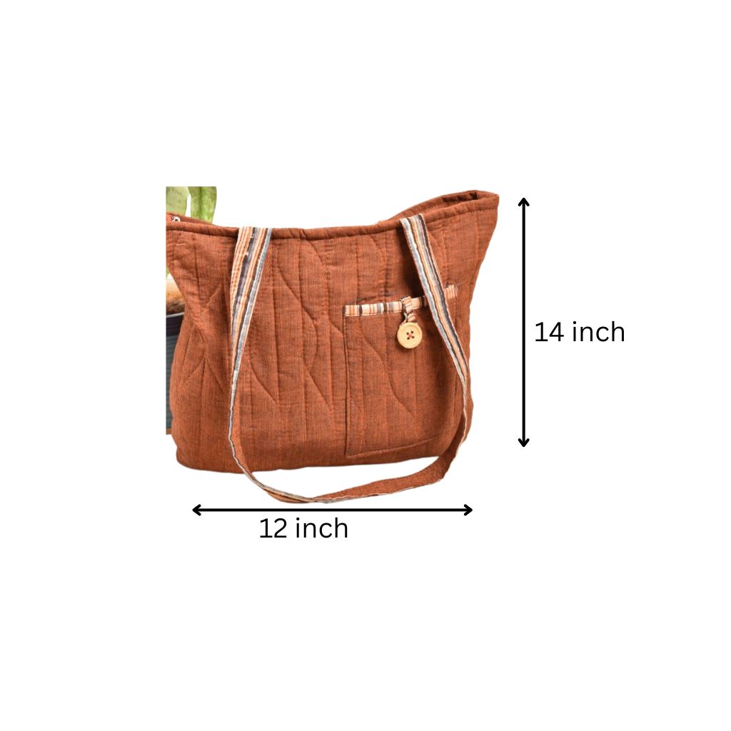Rust colour quilted flat bag