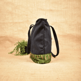 Large canvas tote bags with green ikat cotton - side