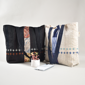 Embroidery Black Canvas Tote Bag - group