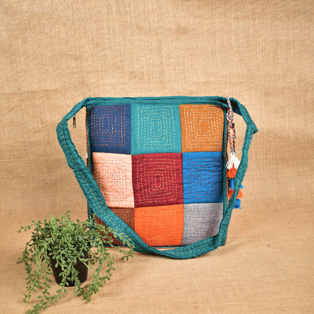 Patchwork Hand Embroidery Sling Bag - front