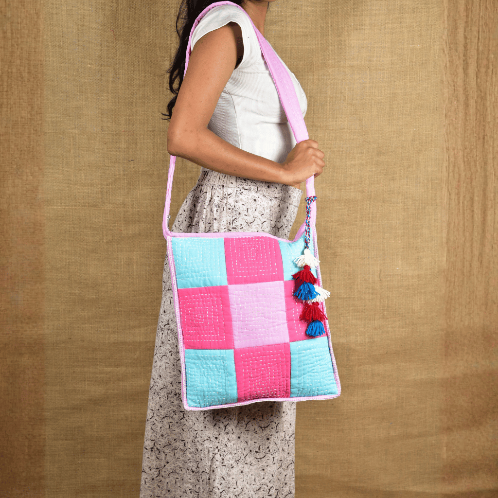 Handloom Patchwork Hand Embroidery Sling Bag