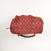 Maroon ikat duffle bag - closure