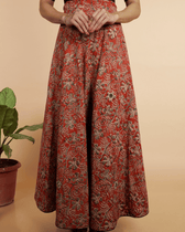 Wrap Around Skirt in Rust Kalamkari - Embroidery