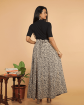 Wrap Around Skirt in Black Kalamkari - back