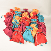 Silk Potli Bag With Brocade Trim For Gifting
