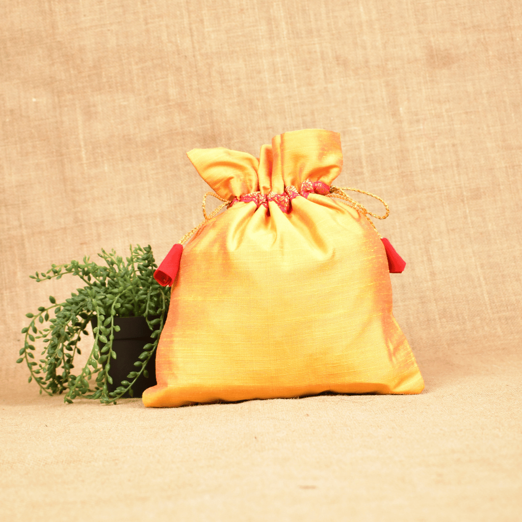 Yellow Silk Potli Bag - use 