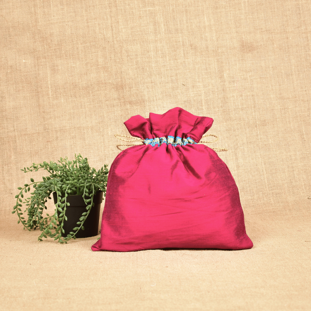 Maroon Silk Potli Bag