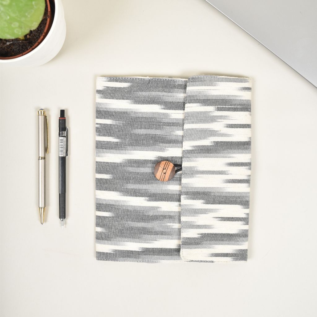 "Munshi" Grey Ikat handmade paper diary and cover