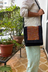 Maroon Embroidered Floral Diamond Sling Bag
