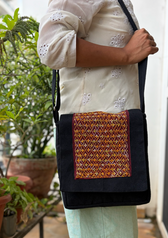 Maroon Embroidered Floral Diamond Sling Bag