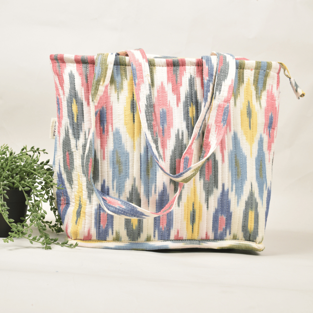 Multicolour Ikat Quilted tote bag