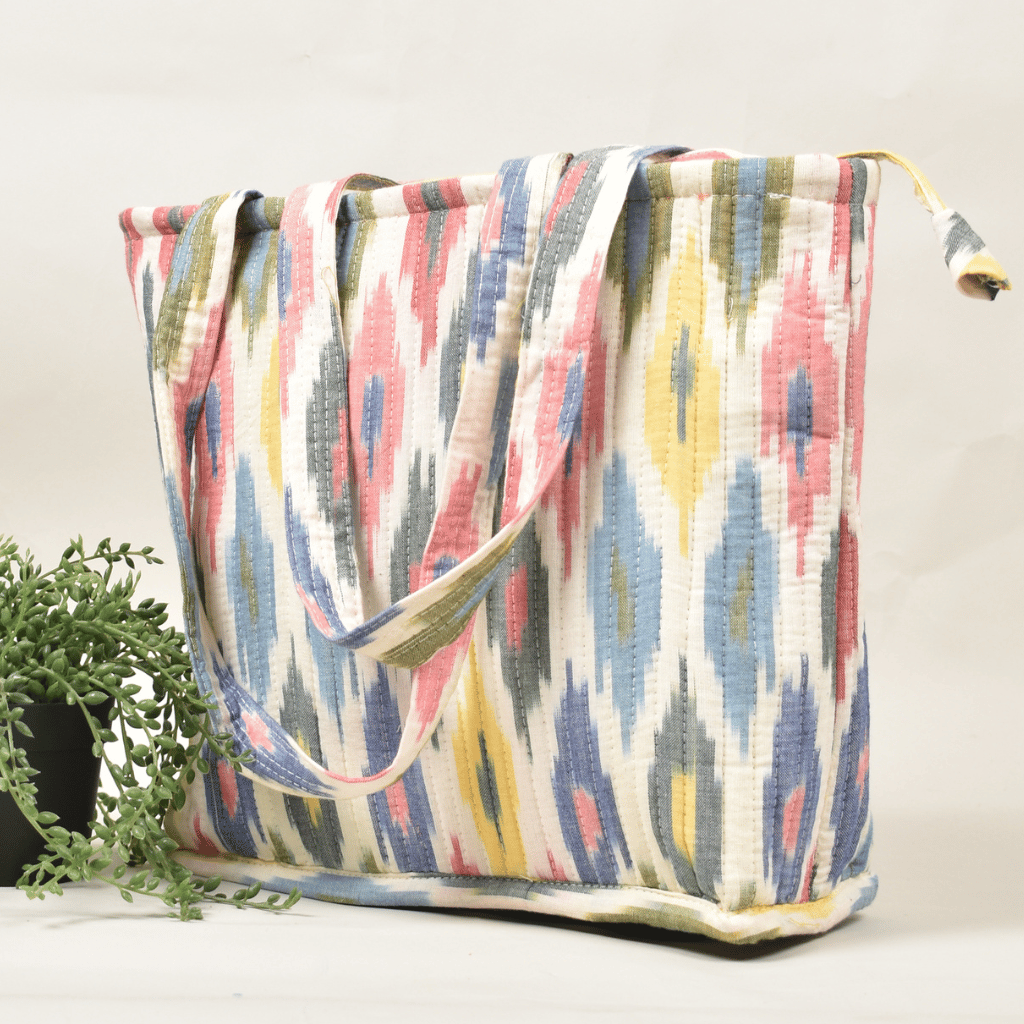 Multicolour Ikat Quilted tote bag