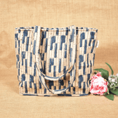 Blue Kalamkari Quilted Tote Bag - front