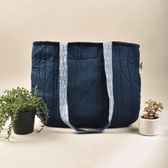 Indigo blue quilted flat bag-back