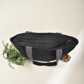 Black colour quilted flat bag-top