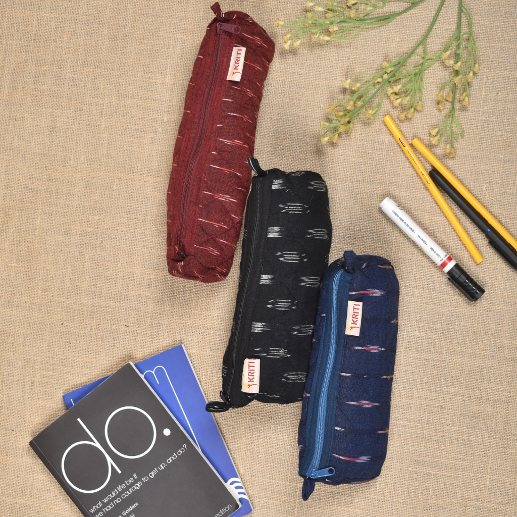 Quilted round base pencil pouches - gift set