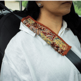 Fridge door handle cover or car seat belt shoulder pad in rust cotton - seat belt