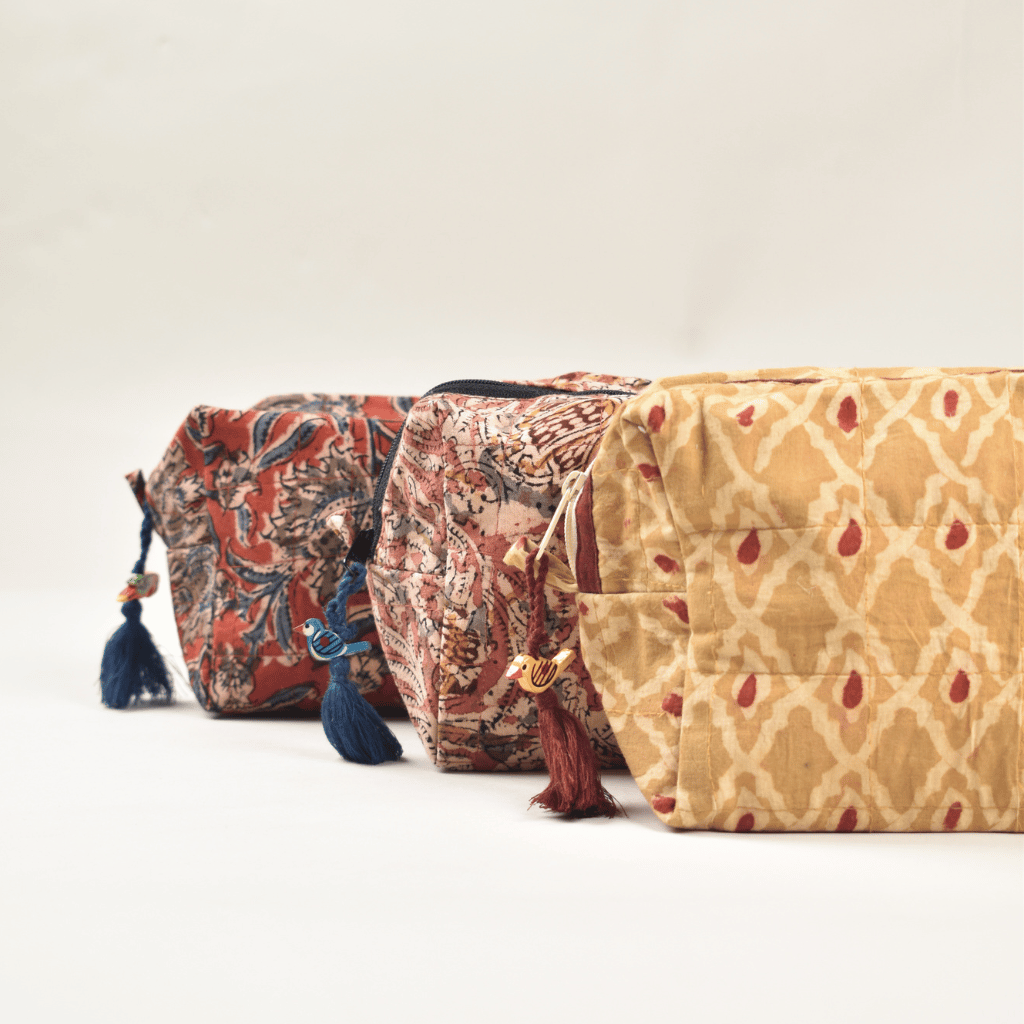 kalamkari travel cosmetic bag