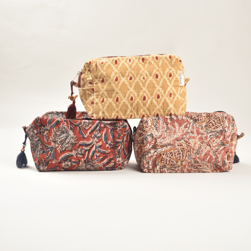 kalamkari travel cosmetic bag